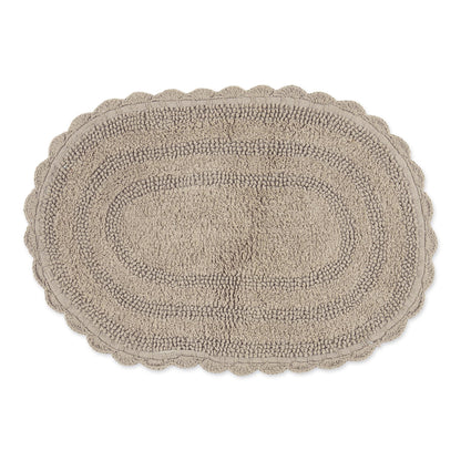 DII Crochet Collection Reversible Bath Mat, Small Oval, 17x24, White