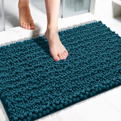 Yimobra Bathroom Rugs Non-Slip Washable – Extra Soft & Absorbent Chenille Bath Mat, Quick-Dry Plush Shaggy Floor & Vanity Bath Rugs for Tub & Shower, Modern Home Decor Accessories, 24 x 17, Grey
