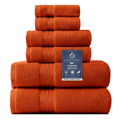COZYART Luxury Bath Towel Set 6 Pcs, Dark Green 100% Turkish Cotton 650 GSM