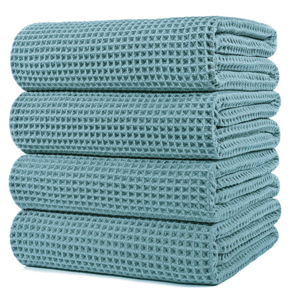 POLYTE 430 GSM Poly Blend Microfiber Quick Dry Waffle Bath Towel, 30x60 in