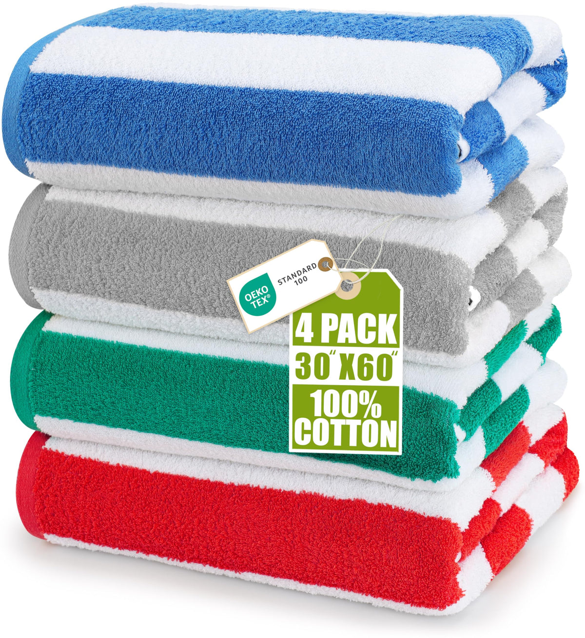 Utopia Towels Beach Towels, 4 Pack, 30x60 in, Bath Towels Cotton, Variety