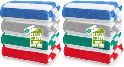 Utopia Towels Beach Towels, 4 Pack, 30x60 in, Bath Towels Cotton, Variety