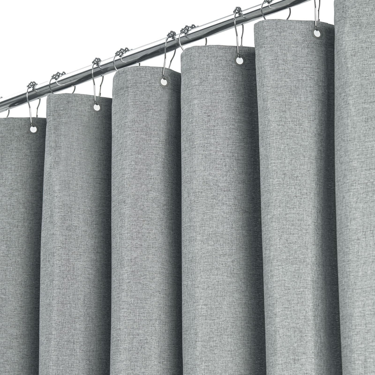BTTN Beige Linen Textured Waterproof Cloth Shower Curtain Set, 72x72, Cream