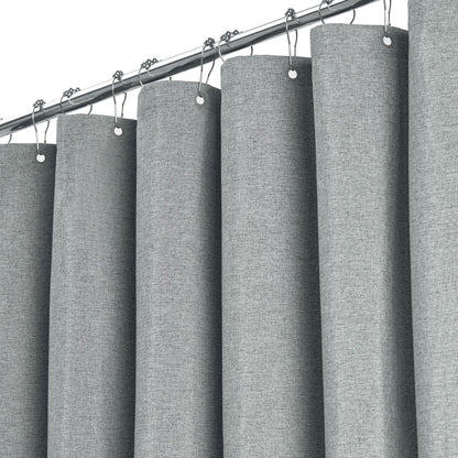 BTTN Beige Linen Textured Waterproof Cloth Shower Curtain Set, 72x72, Cream