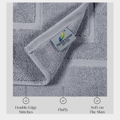 Feather & Stitch 100% Cotton Bath Mats 2 Piece 30x21 Inches, Grey