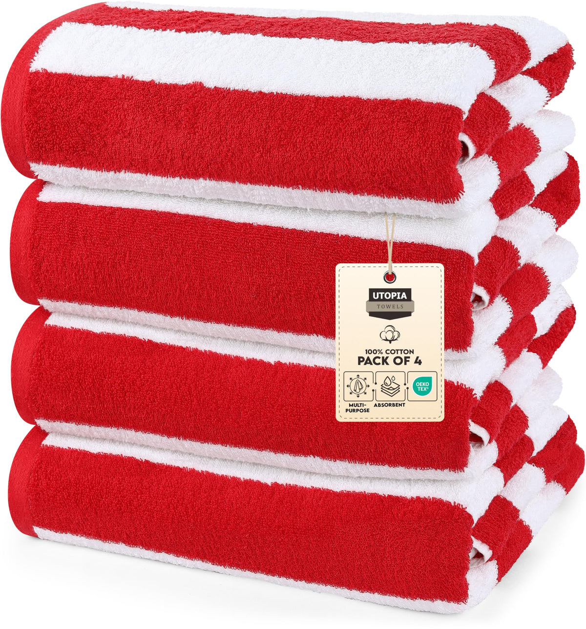 Utopia Towels Beach Towels, 4 Pack, 30x60 in, Bath Towels Cotton, Variety