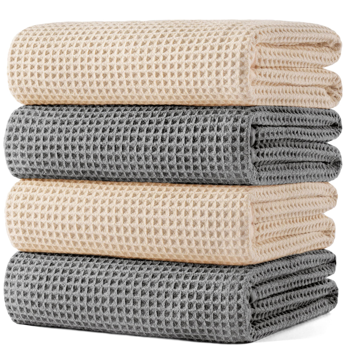 POLYTE 430 GSM Poly Blend Microfiber Quick Dry Waffle Bath Towel, 30x60 in