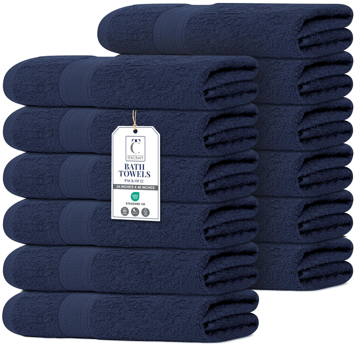 Large Bath Towels Set of 6 – 100% Cotton Terry – 24" x 50" – Quick Dry, Soft & Highly Absorbent – Grey Towels for Bathroom, Gym, Spa, Pool & Daily Use