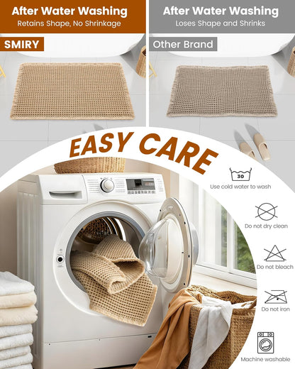 Smiry Waffle Bath Mat 30X20, Extra Soft Absorbent Bathroom Rugs, Brown