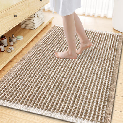 Smiry Waffle Bath Mat 30X20, Extra Soft Absorbent Bathroom Rugs, Brown
