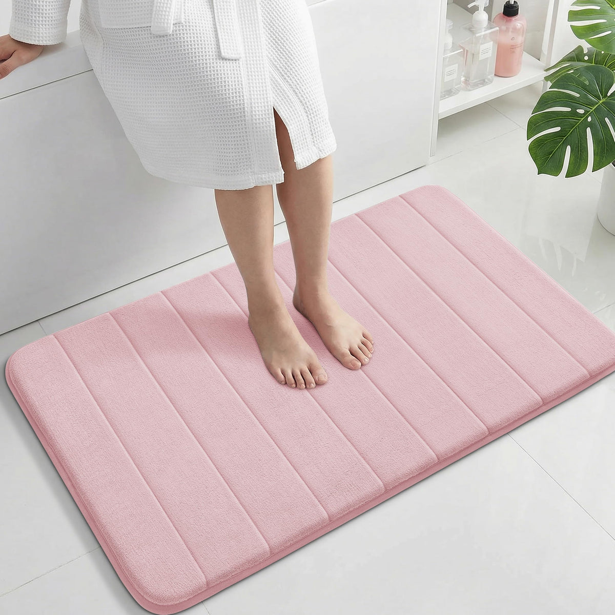 Yimobra Memory Foam Bath Mat, Super Soft & Absorbent Bathroom Rug, Grey