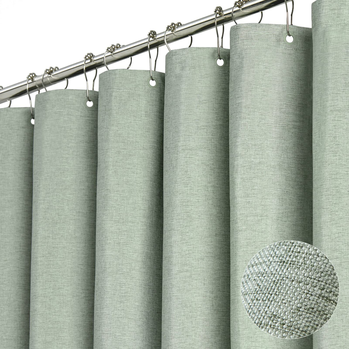 BTTN Beige Linen Textured Waterproof Cloth Shower Curtain Set, 72x72, Cream