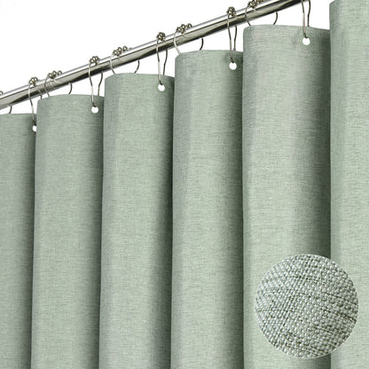 BTTN Beige Linen Textured Waterproof Cloth Shower Curtain Set, 72x72, Cream