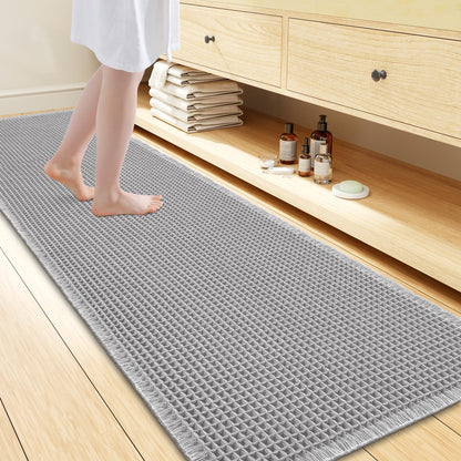 Smiry Waffle Bath Mat 30X20, Extra Soft Absorbent Bathroom Rugs, Brown