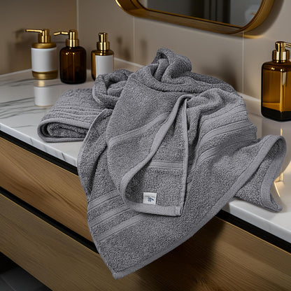 Tens Towels 4 Piece Bath Towels 27x54 Inches, Dark Grey