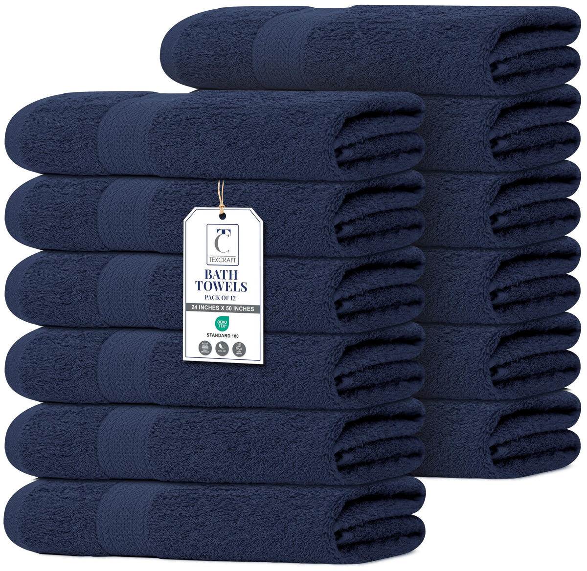 Large Bath Towels Set of 6 – 100% Cotton Terry – 24" x 50" – Quick Dry, Soft & Highly Absorbent – Grey Towels for Bathroom, Gym, Spa, Pool & Daily Use