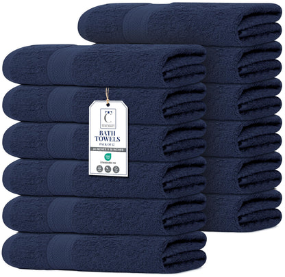 Large Bath Towels Set of 6 – 100% Cotton Terry – 24" x 50" – Quick Dry, Soft & Highly Absorbent – Grey Towels for Bathroom, Gym, Spa, Pool & Daily Use