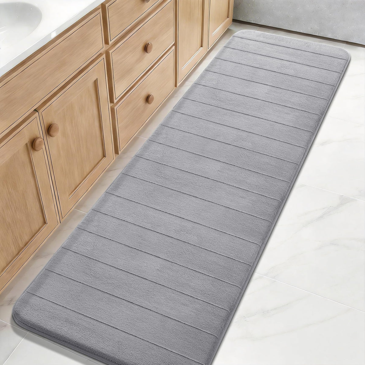 Yimobra Memory Foam Bath Mat, Super Soft & Absorbent Bathroom Rug, Grey