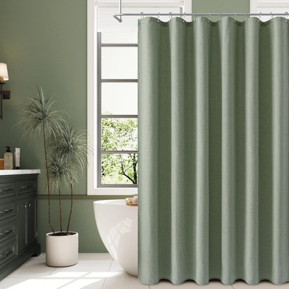 Naturoom Linen Shower Curtain 72 Inch Long for Bathroom Beige 1 Panel