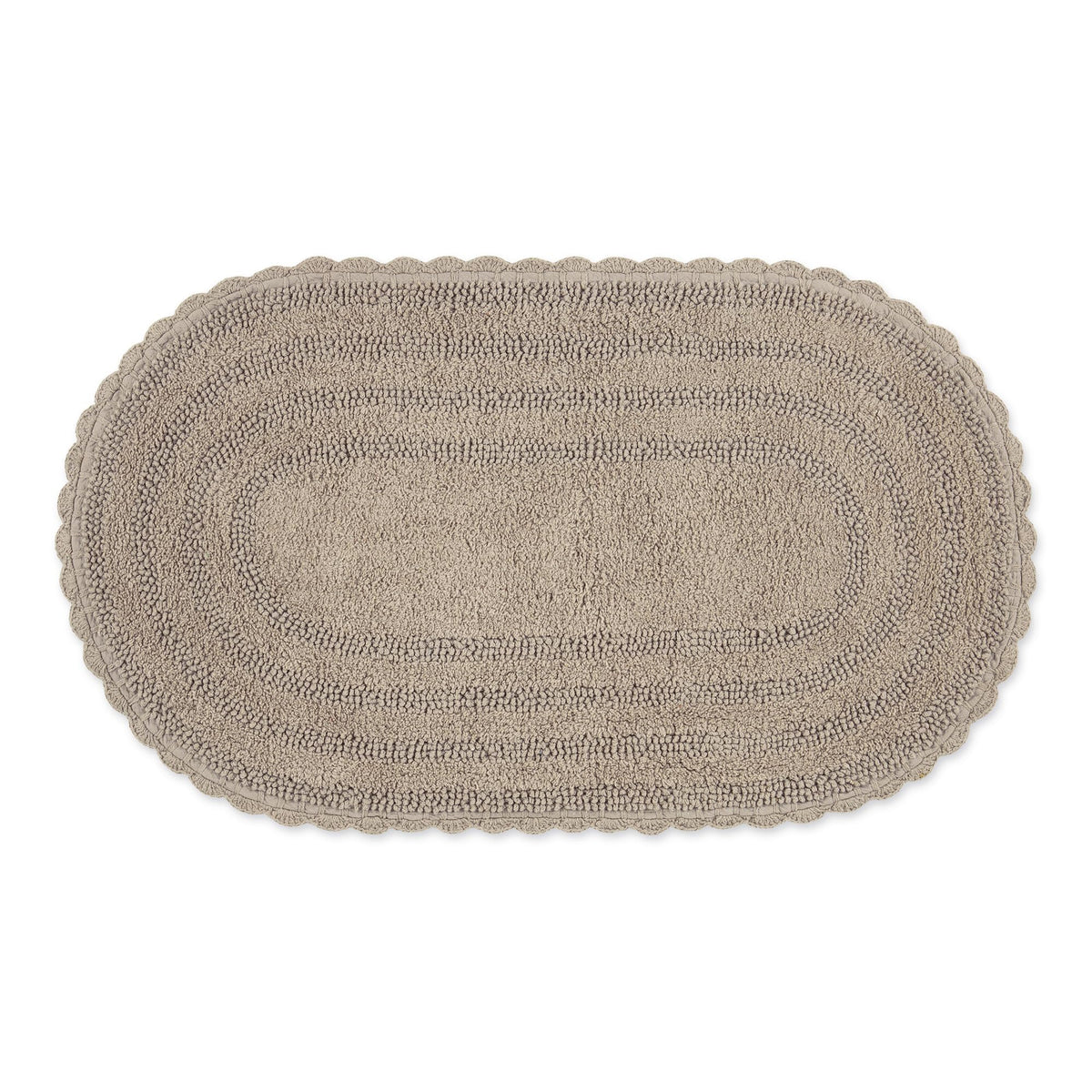 DII Crochet Collection Reversible Bath Mat, Small Oval, 17x24, White