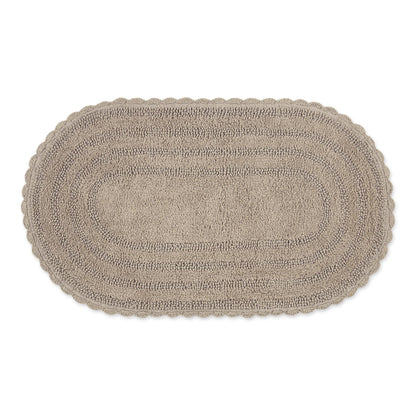 DII Crochet Collection Reversible Bath Mat, Small Oval, 17x24, White