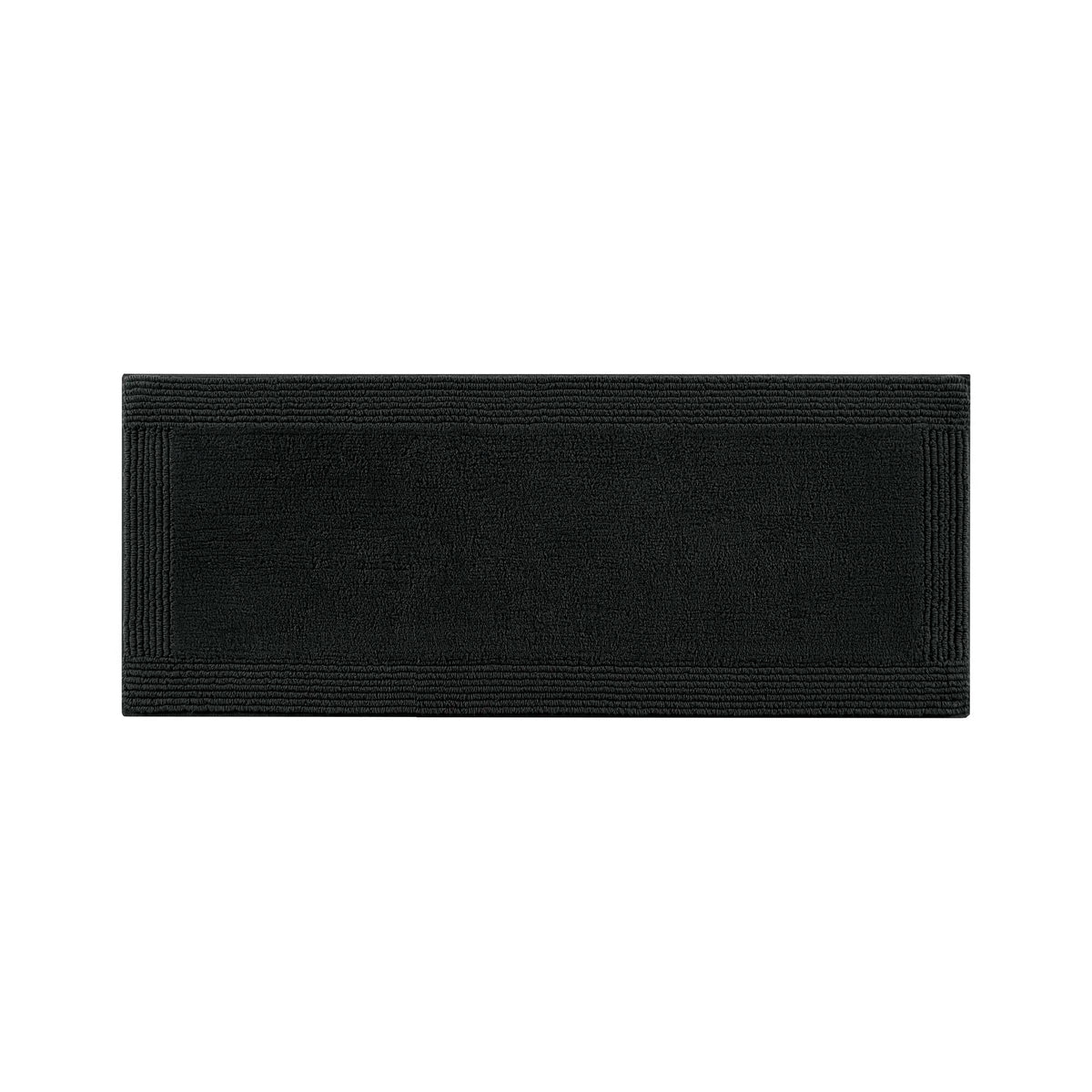 17x24 Inch 100% Cotton Tufted Bath Rug, 3000 GSM Reversible Bathroom Mat, Plush Absorbent Floor Mat for Shower, Vanity, Tub, Black, Machine Washable, Medium Pile 0.5 Inch