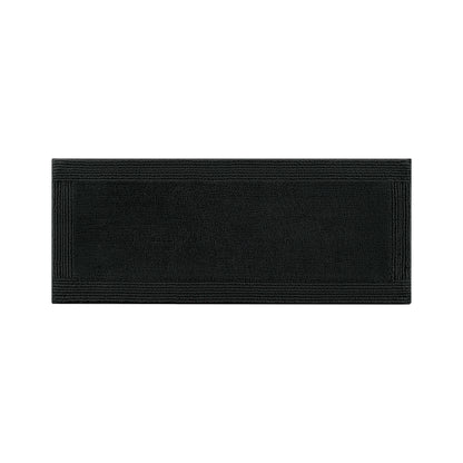 17x24 Inch 100% Cotton Tufted Bath Rug, 3000 GSM Reversible Bathroom Mat, Plush Absorbent Floor Mat for Shower, Vanity, Tub, Black, Machine Washable, Medium Pile 0.5 Inch