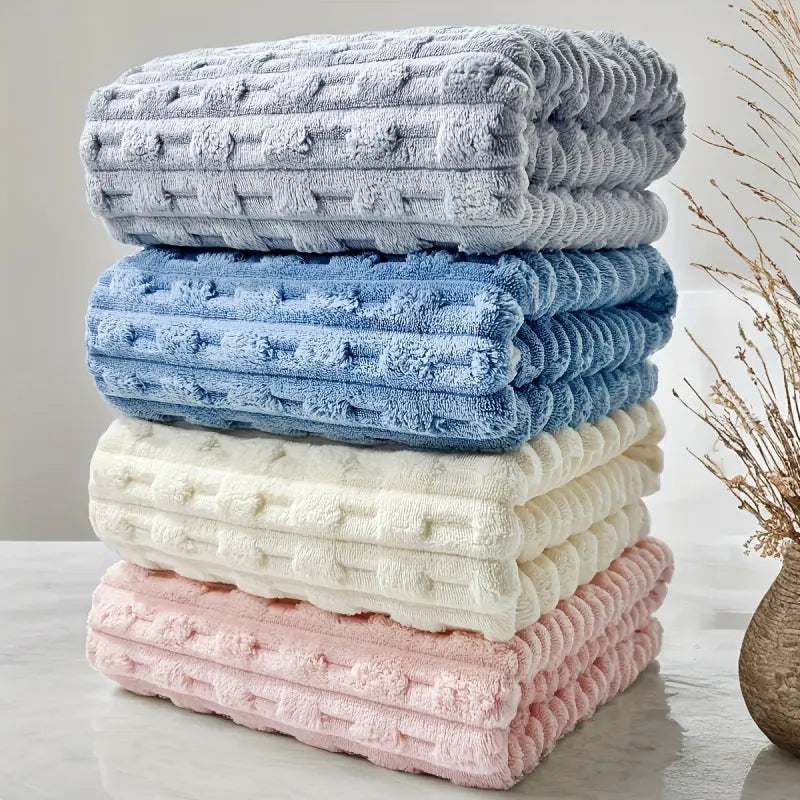 Brand new bamboo fiber bath towels 4 pack, 70*140 cm, twisted rib design, absorbent, quick-drying, soft, durable, frameless coral fleece, suitable for spa, gym and home, water absorbent towel, Bathroom towels