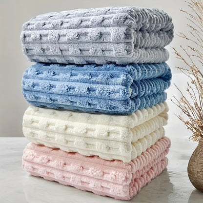 Brand new bamboo fiber bath towels 4 pack, 70*140 cm, twisted rib design, absorbent, quick-drying, soft, durable, frameless coral fleece, suitable for spa, gym and home, water absorbent towel, Bathroom towels