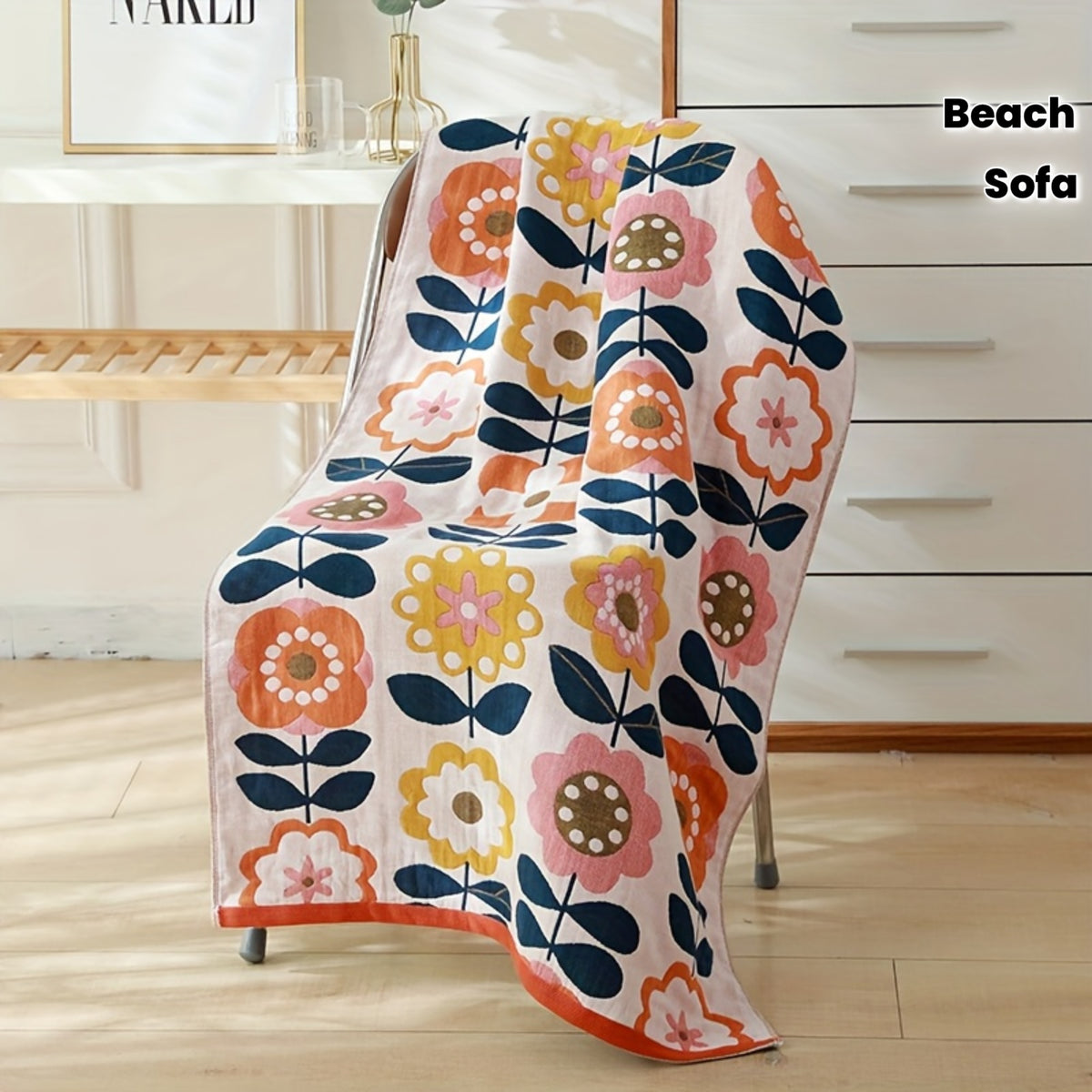 1pc 100% Cotton , Soft, Quick-Drying, And Absorbent. Ideal for Bedding, Sofa Throws, And Outdoor Beach Use. Perfect for Home Or Beach Outings And Other Locations. A Great Gift for, Measuring 27 by 55 Inches