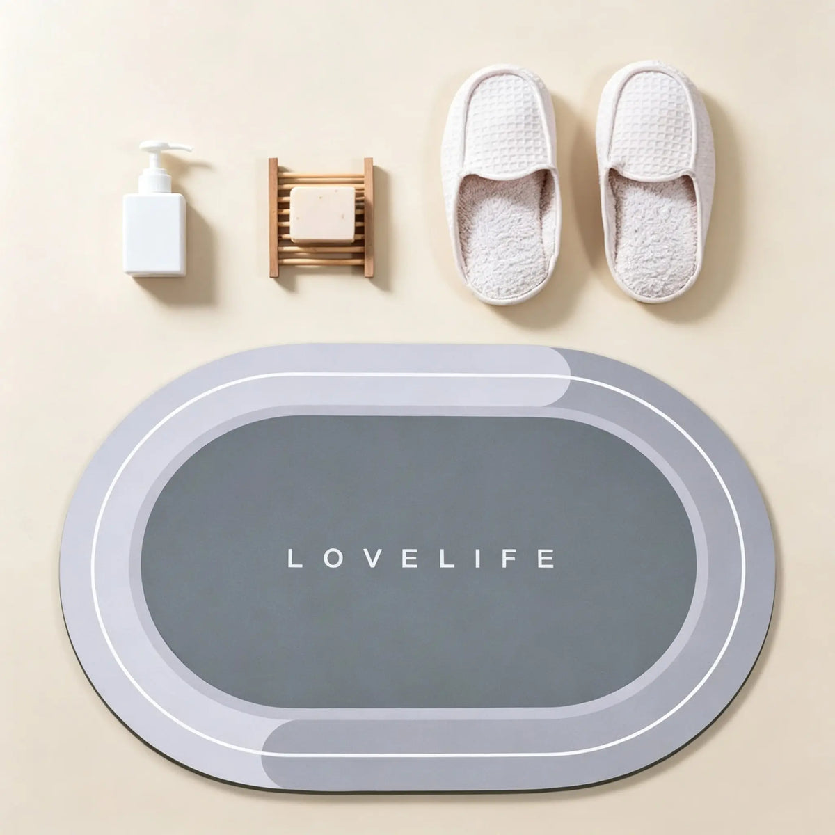 Letter Pattern Bath Mat, 1 Count Non-slip Quick-drying Bathroom Mat, Water Absorbent Bath Mat for Bathroom Floor, Tub and Shower