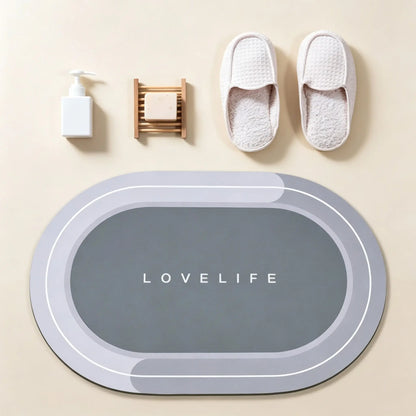 Letter Pattern Bath Mat, 1 Count Non-slip Quick-drying Bathroom Mat, Water Absorbent Bath Mat for Bathroom Floor, Tub and Shower