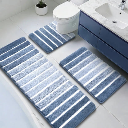 [Back to School] HEBE Bathroom Rugs Sets 3 Piece Bathroom Shower Rugs with U-Shaped Contour Toilet Mat Absorbent Microfiber Plush Bath Mats Non Slip Bath Rugs Machine Washable Shaggy Bath Mat Set summerwins,dorm essentials,home decor,home essentials