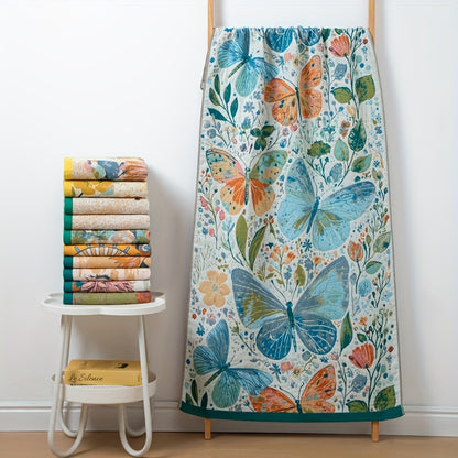 New Style Pure Cotton Gauze Bath Towel, Extra Large and Thick, Luxury Yarn-dyed Jacquard with Floral Pattern, for Couples Home Use, Water-absorbent and Quick-drying, Multi-layer Gauze, Skin-friendly and Breathable, Large Adult Bath Towel for Wrapping