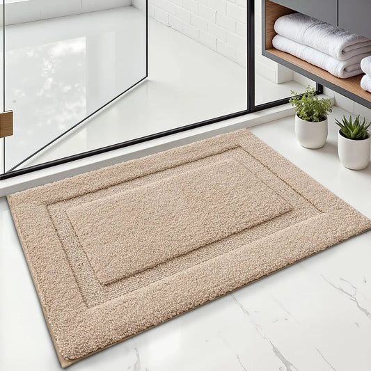 LUMI Geometric Bathroom Rugs Non Slip with Rubber Backing Ultra Soft Absorbent Machine Washable Quick Dry Bath Mat for Shower Floor Bathtub Sink