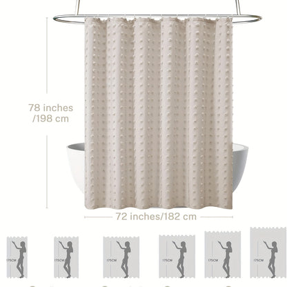 [Bohemian Polka Dot] Bohemian Chic Polka Dot Shower Curtain with White Hooks, Machine Washable Polyester Bathroom Decor