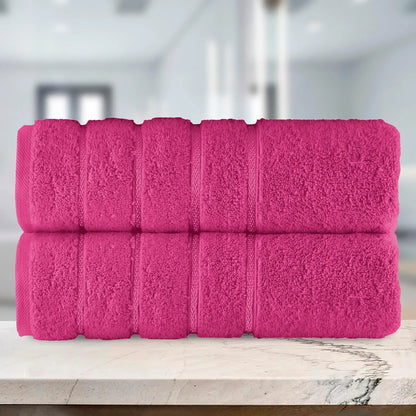 Mocassi Fluffy Thick 2-Pack Premium Turkish Cotton 4-Line Stripe Bath Towel Set, Absorbent Breathable Water-Absorbent Body Towels, 27x54 in