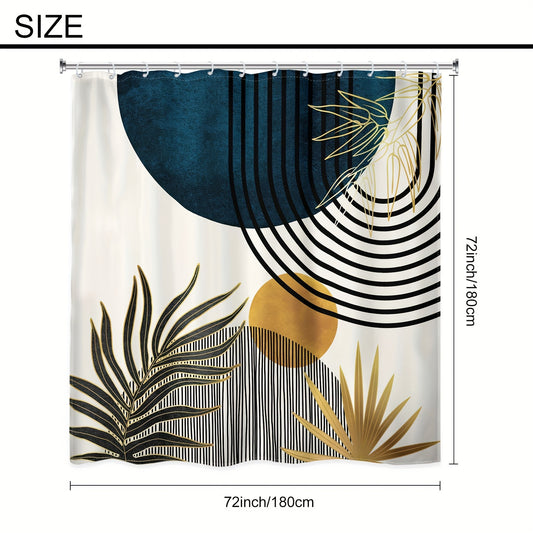 1pc 72inch*72inch Brown Black Bohemian Mid-Century Abstract Shower Curtain Set Modern Moon Phase Minimal Aesthetic Leaf Arch Geometric Watercolor Mushroom Decorative Bathroom Accessories