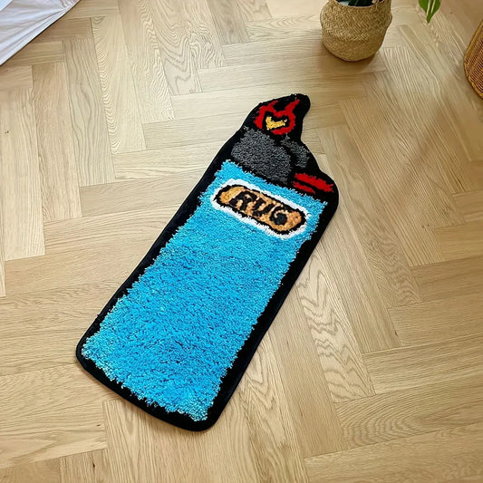 LAKEA Blue Tufted Plush Rug - Anti-Slip Base, Rugs for Bedroom, Plush Bath Mats, Laundry Mat, Retro Rainbow Fluffy Design, Bath Decor