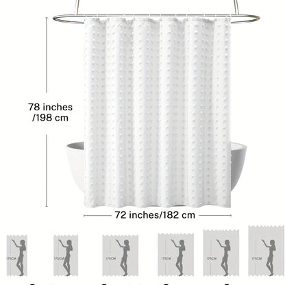 [Bohemian Polka Dot] Bohemian Chic Polka Dot Shower Curtain with White Hooks, Machine Washable Polyester Bathroom Decor