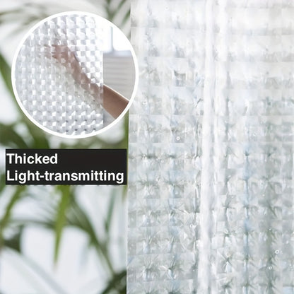 Clear Heavyweight 1pc Bathroom Curtain Liner with Magnets, 71' W x 71' H, Shower Curtain, Bath Curtain, Bathroom Curtain, Window Curtain, Transparent Crystal Shower Curtain with Plastic Hooks, Home Decor, Bath Decor
