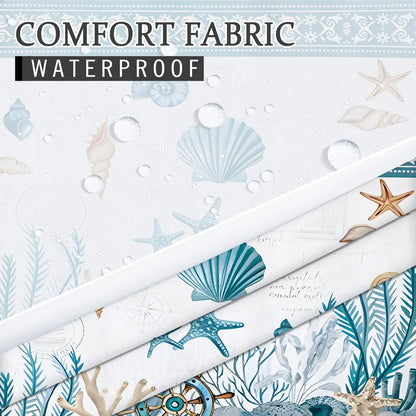 Blue Sea Life Pattern Shower Curtain Set, 2 Layers Waterproof Shower Curtain Liner, Shower Curtain And Liner Set, Bathroom Shower Curtains, Bathroom Decor Supplies for Home Decor, Home Goods, Bathroom Accessories, Decorative Shower Curtain