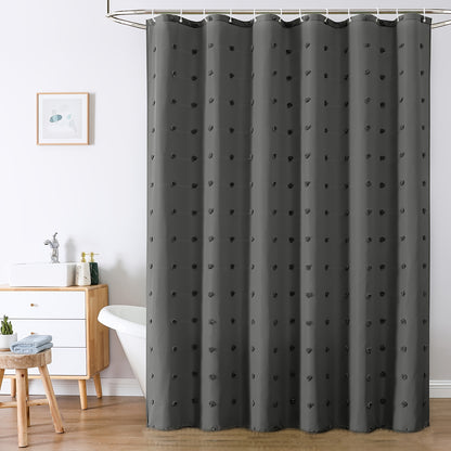 [Bohemian Polka Dot] Bohemian Chic Polka Dot Shower Curtain with White Hooks, Machine Washable Polyester Bathroom Decor