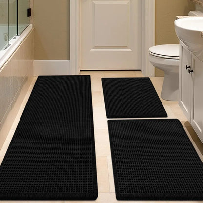 IM HOME Waffle Bath Mat 2 Piece/3 Piece Set, Boho Woven Modern Bath Mat Rugs, Absorbent Bathroom Rugs, Soft Washable Bath Rugs with Tassels for Bathroom, Bedroom, Kitchen, Shower, Tub,Halloween