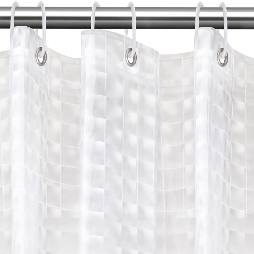 Clear Heavyweight 1pc Bathroom Curtain Liner with Magnets, 71' W x 71' H, Shower Curtain, Bath Curtain, Bathroom Curtain, Window Curtain, Transparent Crystal Shower Curtain with Plastic Hooks, Home Decor, Bath Decor