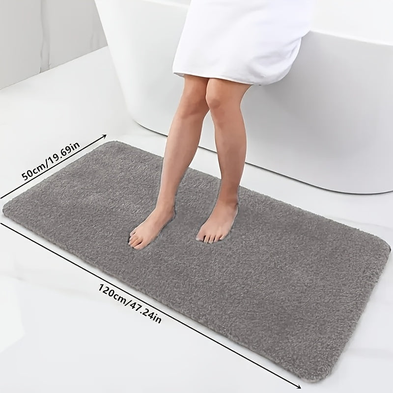 Long Plush Super Absorbent Bath Mat, Non-Slip And Anti-Fall, Ultra-Soft Walking Feel, Comfortable And High-Quality Bath Carpet, Suitable for Bathtub, Shower, Bathroom Additions, Home Decor Floor Mat, Safe Choice for Bathroom