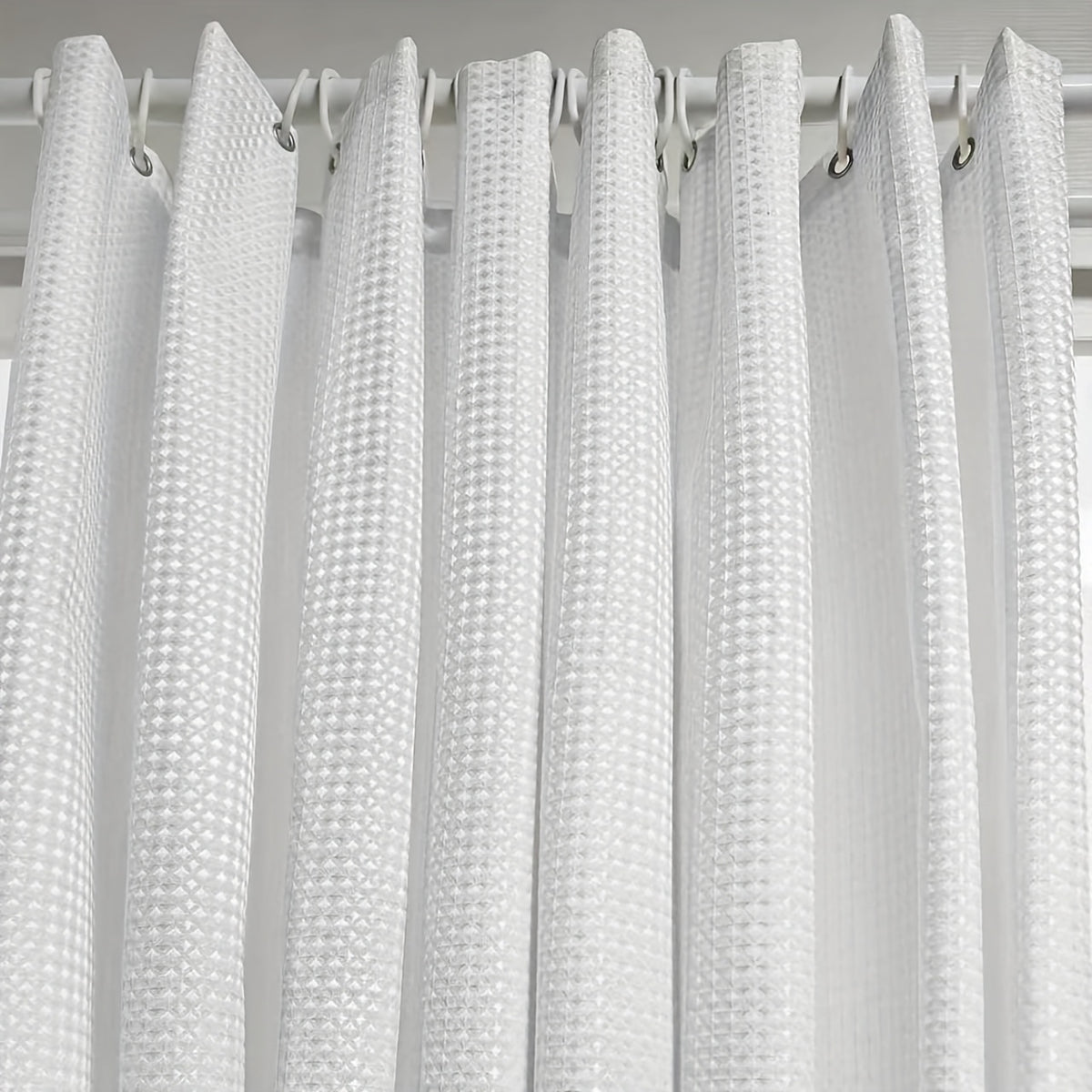 1pc Thickened Jacquard Laminated Waffle Weave Shower Curtain, Thickened Waffle Weave Shower Curtain, Includes Matching Hooks, Home Decor Curtain, Bathroom Curtain