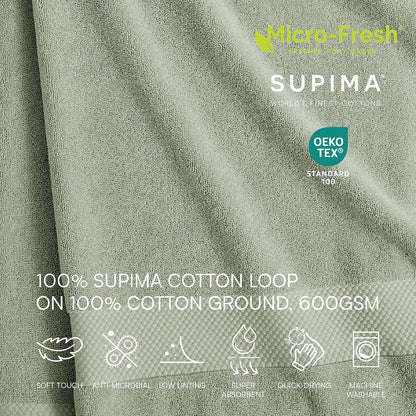 Lacoste Heritage 100% Supima Cotton Bath Towel 30" x 54", Aloe