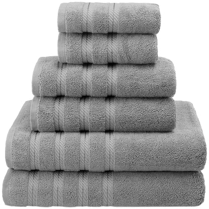 American Soft Linen 100% Carde Cotton 6 Piece Towel Set, 590 GSM Heavy Weight Soft Absorbent Turkish Towels for Bathroom, Dark Brown