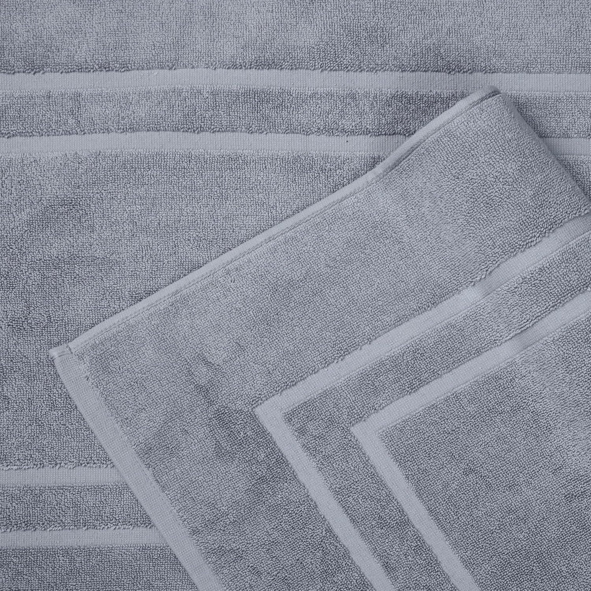 Feather & Stitch 100% Cotton Bath Mats 2 Piece 30x21 Inches, Grey